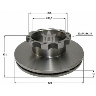 Kotouč brzdový BOVA, CROSSWAY, NEOPLAN, SOLARIS 430x45x131 mm