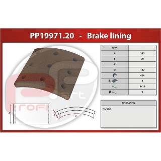 Obložení brzd RÁBA 424x180x20x182 mm