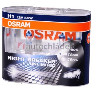 OSRAM Žárovka H1 12V 55W P14,5s NIGHT BREAKER LASER +150% 2 ks
